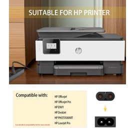 Printer Power Cord for HP Officejet Pro 4630 3830 8600/ HP Envy 5055 5030 / Deskjet 2652 3755/Photosmart 7520 6520/ Canon Pixma Series Replacement AC Power Cable 2 Prong (3FT)