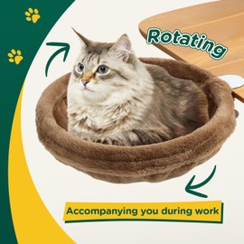 Cat Desk Bed-The Ideal Cat Hammock for Desk Space Saving Design for Cats to Rest，Easy Installation–Creates The Perfect Cozy Resting Place for Cats up to 25 Lbs(Brown)