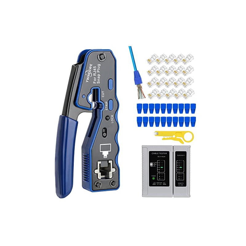RJ45 Crimp Tool Kit Pass Thru Ethernet Crimper for Cat5e