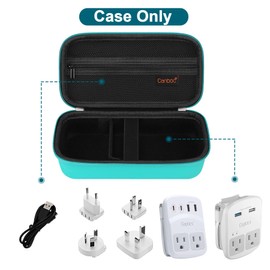Canboc Travel Carrying Case for Ceptics Universal Travel Adapter Kit, World Travel Adapter Kit Storage Organizer, Zipper Mesh Bag fit USB Cable, Turquoise (Case Only)