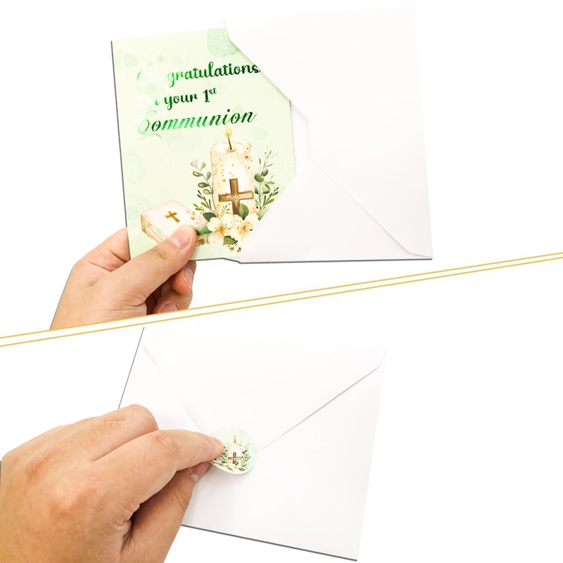 Fancy Land 24 Pack First Holy Communion Cards with Envelopes