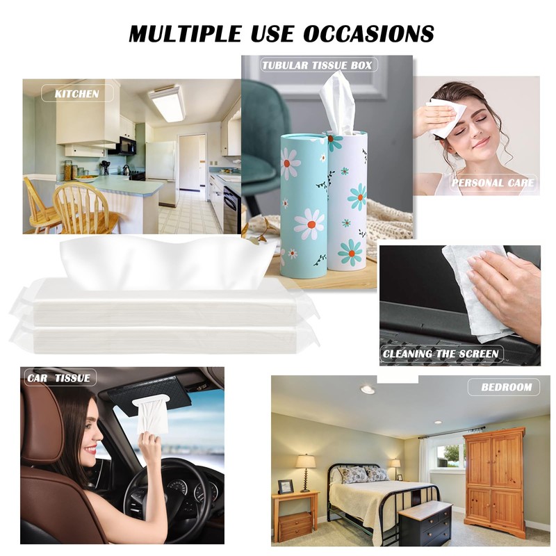Car Tissue Refills, 600 Sheets Disposable Soft Facial Tissues Napkin,