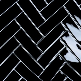 VaryPaper 20 Sheets Black Herringbone Peel and Stick Backsplash for Kitchen Wall Tiles Waterproof Self Adhesive Tile Stickers Back Splash Stick on Tiles for Bathroom Fireplace Laundry Room 12''x12''