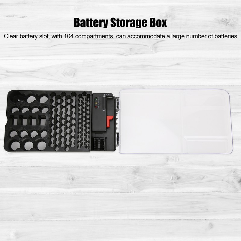 Multi Functional 104 Grids 3 Lights Battery Storage Case Organizer