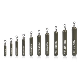 MUUNN 10 Pack Tungsten Free Rig Skinny Drop Shot Weights,Raindrop Free Rig Fishing Sinkers kit for Drop Shot Rig,97% Density Tungsten Fishing Weights (1/2oz - 10 Pack, No Chip Green Pumpkin)