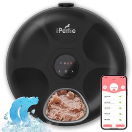 iPettie Donut Frost WiFi 6 Meal Automatic Cat Food Dispenser with App Control, Dry & Wet Food Automatic Cat Feeder, Smart Dog Feeder with Two Ice Packs, Programmable Timer