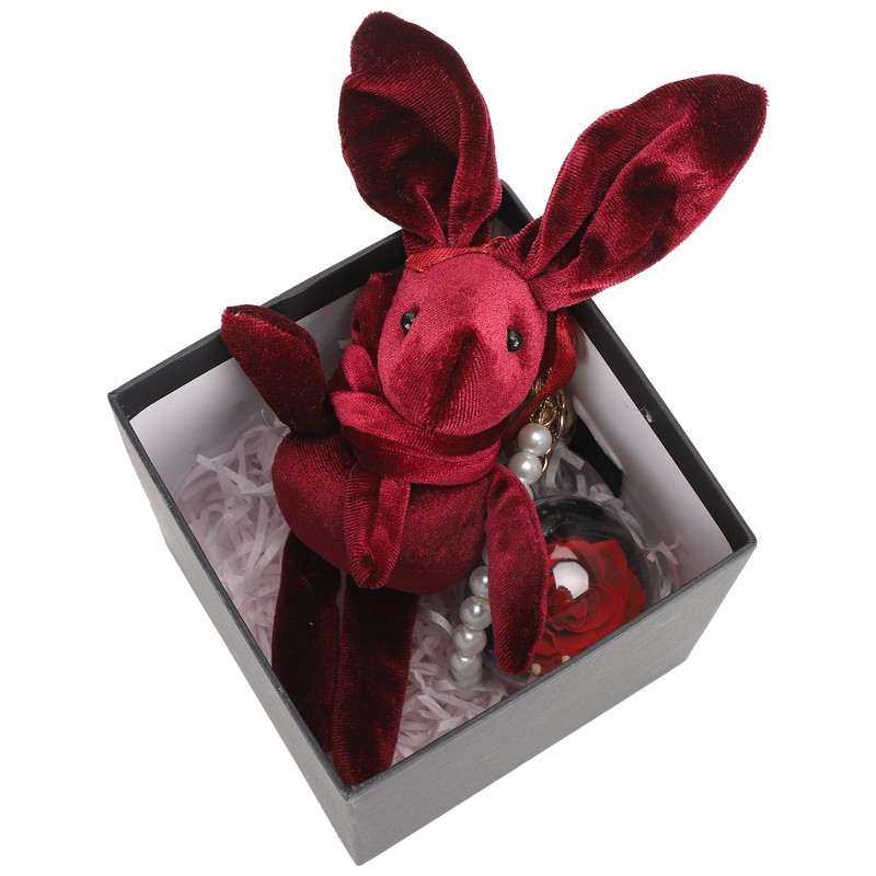 Cute Key Chain Fluffy Rabbit Simulation Flower Keyring Pendant Decor