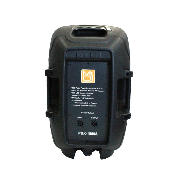 Mr. Dj PBX1859S 10" 2-Way Portable Passive Speaker with LED