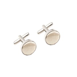 Plain Satin Solid Colour Classic Silver Metal Cufflinks (Champagne)