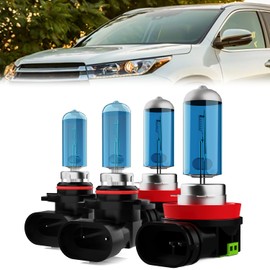 LECCIBUB Headlight Bulbs Compatible With Toyota Highlander 2011-2019, 9005/H10/HB3 High Beam + H11/H8/H9 Low Beam Halogen Light Bulb Combo, Super Bright 6000K White, Plug and Play, Pack of 4