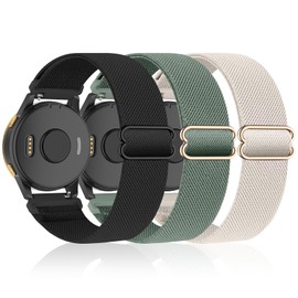 3 Pack Watch Bands 18mm Stretchy Nylon for Garmin Vivoactive 4S/ Venu 2S/ Venu 3S/ Vivoactive 3S, Soft Sport Band Quick Release Wristband Loop Elastic Strap for Men Women