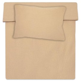 Totsy Baby mussola Copripiumino lettino neonato 90x120cm - Cotone parure di copripiumini per culla Set lenzuolo per piumino Beige con federe 60 x 40 cm certificazione Oeko-Tex