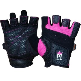 Meister Women's Fit Grip Weight Lifting Gloves w/Washable Amara Leather - Pink - Medium