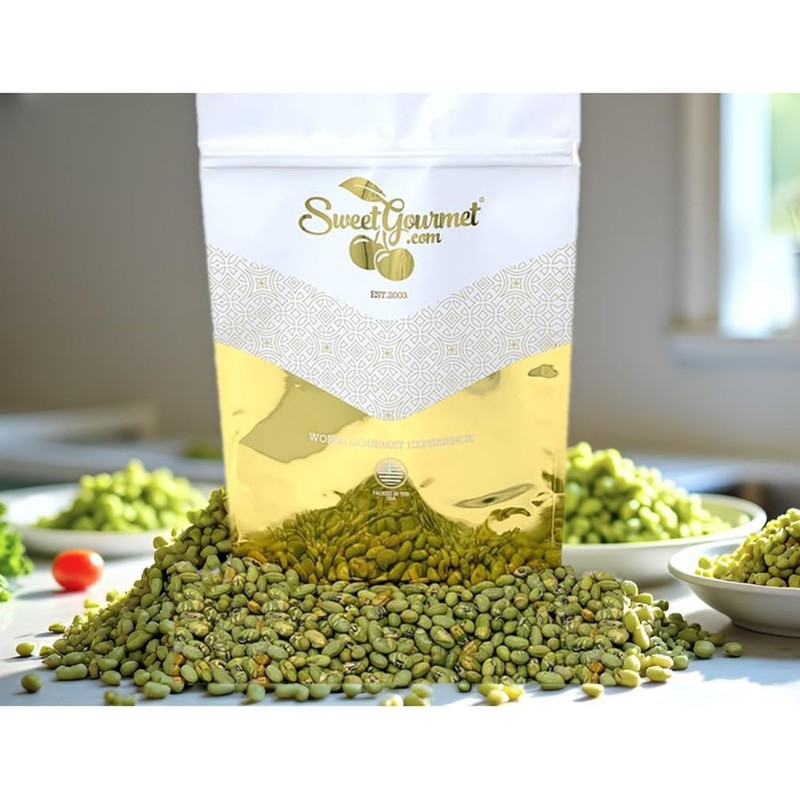 SweetGourmet Lightly Salted Dry Roasted Imported Edamame Green Soybeans, 2.5
