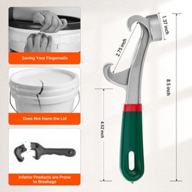 EVERSHIO Bucket Opener Tool 5 Gallon, Aluminum Paint Bucket Lid Remover Wrench with Non-Slip Rubber Handle Grip, Metal Paint Can Lid Opener for Home Industrial (2PCS)
