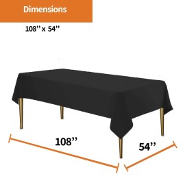 Party Dimensions 12 Pack Premium Black Rectangle Disposable Tablecloths Easy Clean Up Eco Frie...