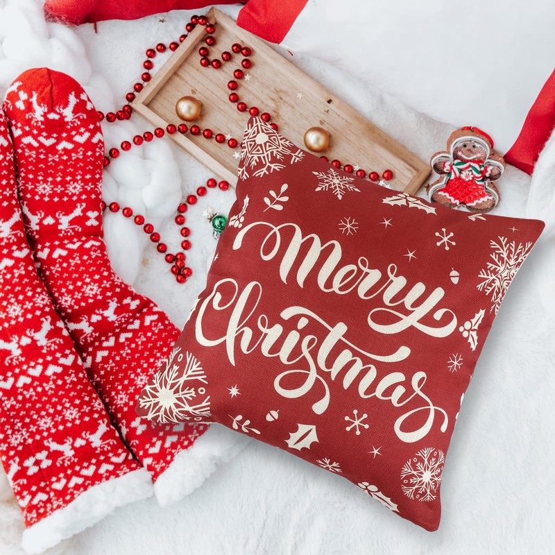 Kesote 45*45 Decorative Square Linen Cushion Cover Christmas Pillow Case