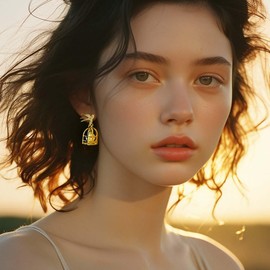 Generic Funky Bird Birdcage Dangle Earrings Trending Fun Gold Plated Unique Humming Bird Earrings Dangling,Statement Designer Cute Earrings,Fashion Nice Vintage Jewelry, Small