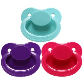 CutiePlusU Adult Size Dummy - Large Teat Shield 3 Paci Pack - Turquoise/Purple/Roes