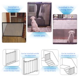 Dog Safety Gate Pet Safe Mesh Fence Portable Folding Baby Safety Gate Install Anywhere 110 * 72CM