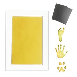 Inkless Large Clean Touch Ink Pad Kit for Baby Footprint, Handprint & Pet Paw Print - No Ink Mess, Baby Safe, One Time Use, Includes 2 Cardstocks (Clean-Touch - Gold)