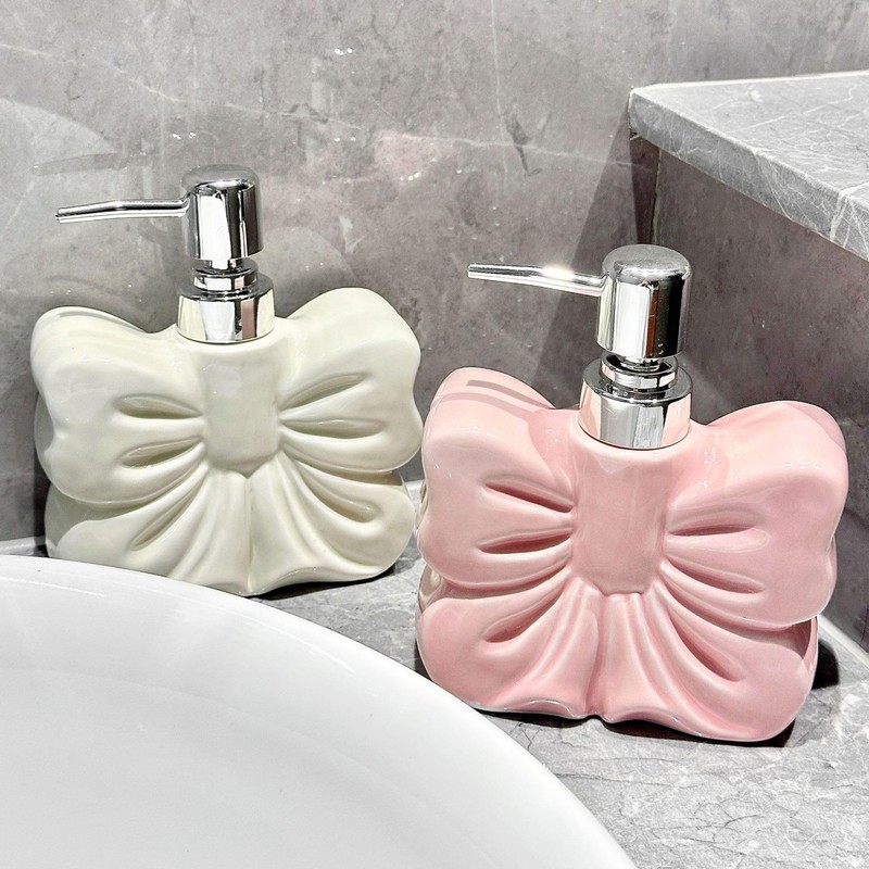 Hosoncovy Bow Ceramic Liquid Soap Dispenser with Pump,Pump Bottle Dispenser,