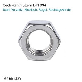 Hexagonal Nuts M8 Galvanised Steel DIN 934 Nuts Hexagonal Nut Galvanised Steel (Thread: M8; Quantity: 100 Pieces)