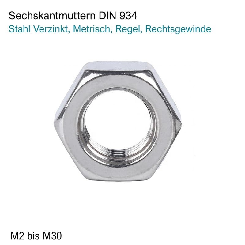 Hexagonal Nuts M8 Galvanised Steel DIN 934 Nuts Hexagonal Nut