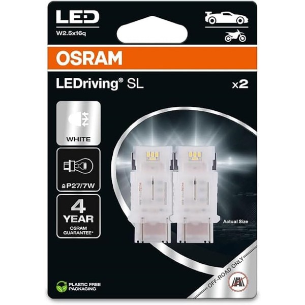 OSRAM LEDriving SL, ≜ P27/7W, White 6000K, Double Blister (2