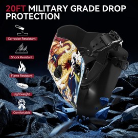 ARCCAPTAIN True Color Welding Helmet, 4 Arc Sensor Auto Darkening Welding Hood, Solar Powered Welding Mask, 1/1/1/1 Top Optical Clarity Welder Helmet, Wide Shade 4/9-13 for TIG MIG ARC, Dragon