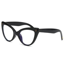 Viseng Womens Oversized Cateye Reading Glasses Blue Light Computer Glasses Stylish Reader (black +2.5)
