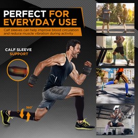 Doc Miller Premium Calf Compression Sleeve 1 Pair 20-30mmHg Graduated Support for Sports Running Circulation Recovery Shin Splints Varicose Veins (Black, 5X-Large)