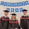 Graduation Banner Pre-strung Congrats Grad Banner Blue Glittering Process Paper