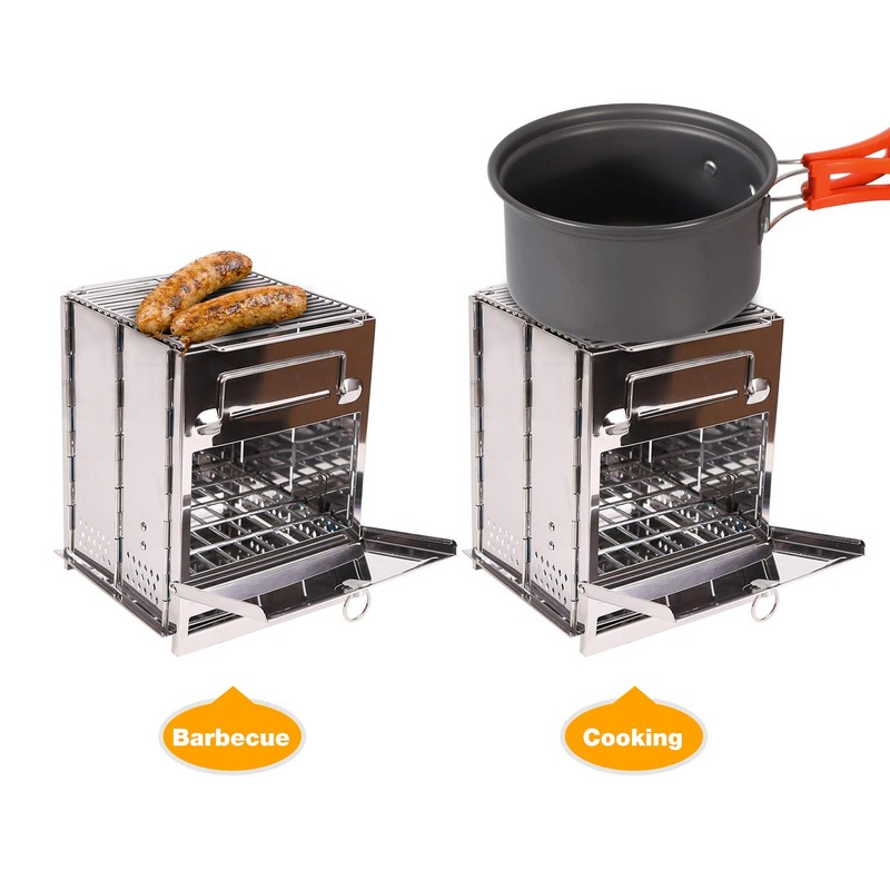 CAMPMAX Large Portable Folding Camping Wood Stove for Outdoor Cooking,