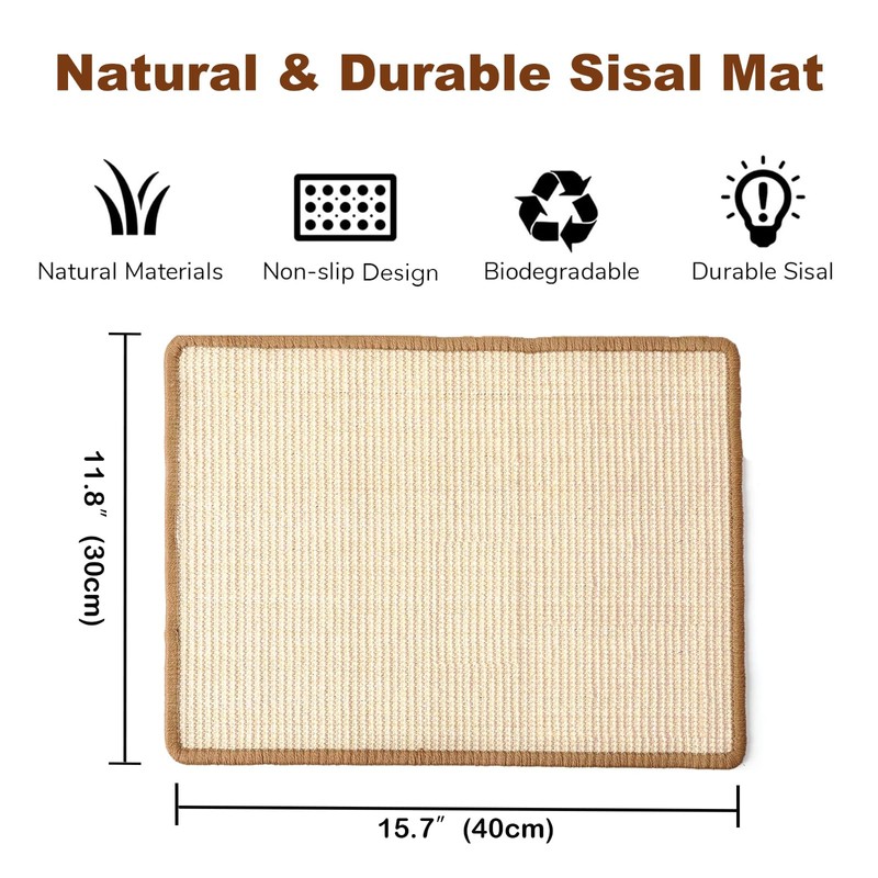 Abuzabu 2PCS Rabbit Scratching Mats, Natural Sisal Bunny Scratch Pad