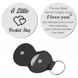 Ehuixinsheng Pocket Hug Gifts for Dad,Double Sided Stainless Steel Pocket Hug Token with Leather Keepsake Chirstmas Gifts For Father's Day Gifts Birthday Gifts Best Dad Gifts From Daughter