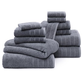 Casa Platino Bath Towels, 12 Piece Towel Set, 4 Large Bath Towels(30"x 60"), 4 Hand Towels & 4 Washcloths, 100% Ring Spun Cotton Towels for Bathroom, Bathroom Towel Set, Quick Dry Towel - Cool Grey