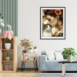 TOSTOG Diamond Painting Kits for Adults,Woman and Cat 5D DIY Diamond Art Kit Full Drill Diamond Crystal Rhinestone Arts and Crafts Picture for Home Wall Decor 30x40cm