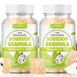 softbear Soursop Gummies for Adults, Suagr Free Soursop Graviola Gummies Organic Soursop Leaves Extract 2000mg with Vitamin C & Zinc Supports Immunity & Antioxidant Soursop Supplements 120 Count