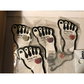 lot NEW 5 RED PINK CLEAR FLOWER HEART CZ Invisible Stretch TOE RINGS