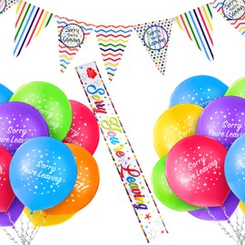 Sorry You're Leaving Farewell Party Decorations Set, 18 Pieces Mixed Colors Latex Balloons, Rainbow Farewell Party Bunting, Sorry You're Leaving Stars Banner for Retirement Farewell Party