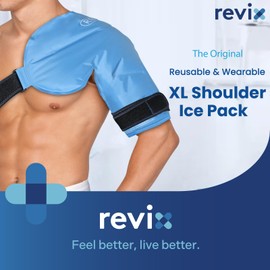 REVIX XL Shoulder Ice Pack for Rotator Cuff Reusable Gel Cold Wrap for Shoulders Injuries and Surgery, Soft Plush Lining, Flexible and Long Lasting