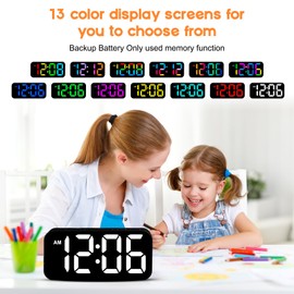 Loud Alarm Clocks for Bedrooms, Digital Clock with 13 Color Night Light, Desk Clock with Large Numbers, Dimmer, Adjustable Alarm Volume, USB Port, Snooze, 12/24H for Heavy Sleepers Teens Kids (Black)