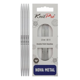 KnitPro 10 cm x 2.5 mm Nova Double Pointed Needles, Silver