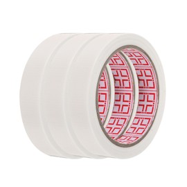 HARFINGTON 3 Rolls Wire Harness Cloth Tape 4/5" x66ft(20mmx20m) 0.2mm Thick Fabric High Adhesive Tearable Heat Resistant Tapes for Carpet Seaming Auto Cable Fixed, White