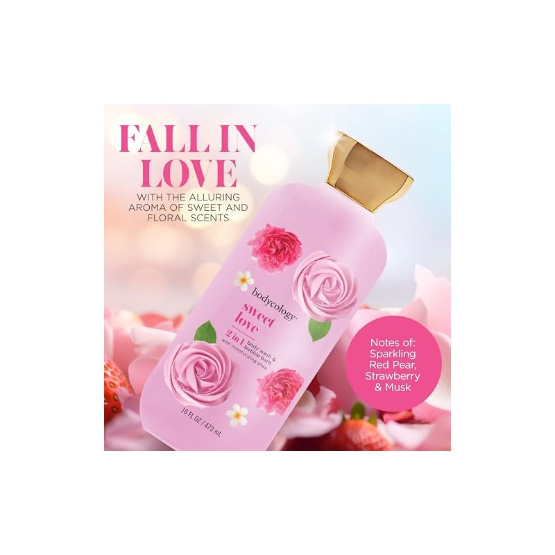 Bodycology 2-in-1 Body Wash & Bubble Bath, Sweet Love, 16
