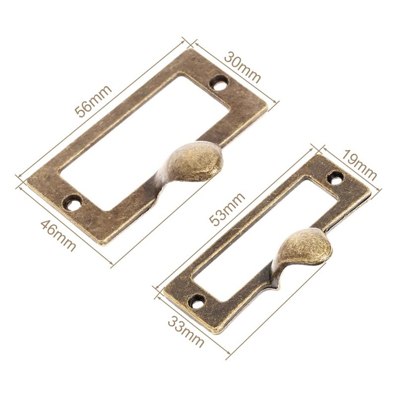 dophee 6-Pack Antique Brass Label Frame Card Holder Drawer Box