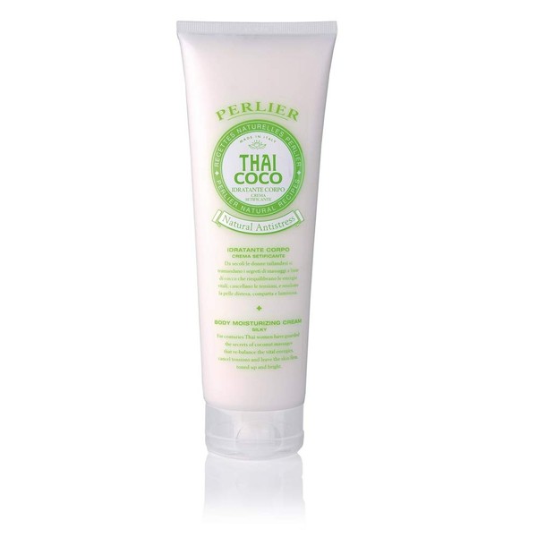 Perlier, Thai Coco Line - Body Treatments - Moisturising Cream Body - Coconut 100% Organic, Ideal for Dry Skin - 250 ml Bottle