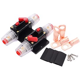Tuijodaix 2 Pack Inline 60amp Circuit Breaker with Manual Reset Fuse Holder for Car Audio Marine Boat Stereowith Wire Lugs and Heat Shrink Tube