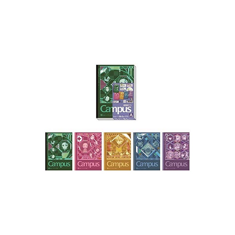 Showa Note Demon Slayer Campus Notebook, Dotted A-Ruled, 5 Pack